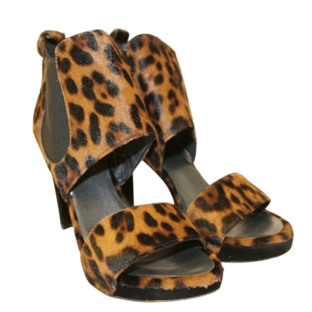 Stuart Weitzman Animal Print Heels Leopard Print Died Calf Fur - Picture 7 of 15